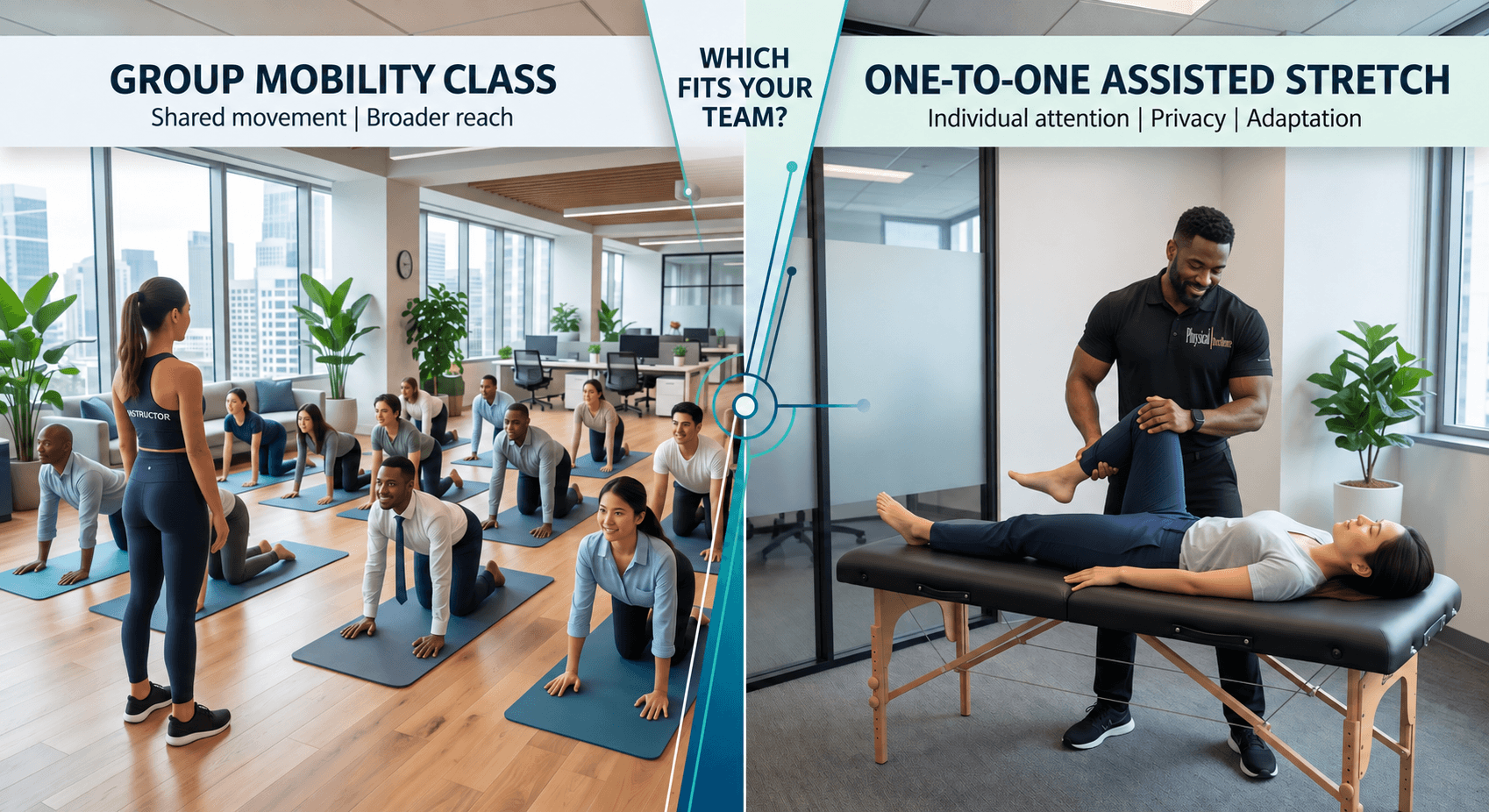 One-to-One Workplace Stretch Sessions vs Group Mobility Classes